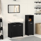 VidaXL Set de mobilier pentru baie &icirc;n 3 piese Stejar negru Lemn ingineresc