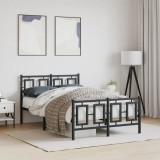 Gossi cadru pat metalic cu tablie de cap/picioare, negru, 120x190 cm