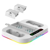 Statie de racire compatibila XBOX S Series, Functie incarcare duala,15 moduri de lumina RGB, port USB 2.0 pentru sincronizare,2 baterii reincarcabile