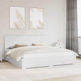 vidaXL Cadru de pat cu headboard Alb 200 x 200 cm Lemn compozit 3411264