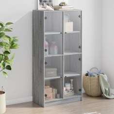 vidaXL Dulap &icirc;nalt cu uși, gri sonoma, 68x37x142 cm, lemn compozit 3295862
