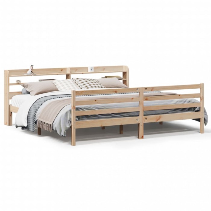 vidaXL Cadru pat cu tăblie 200x200 cm, lemn masiv de pin 3306653