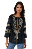 Bluza tip ie dama R24, negru/auriu , marimea 3XL, Casual, Bumbac