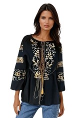 Bluza tip ie dama R24, negru/auriu , marimea 2XL