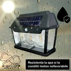 Lampa Solara de Perete LED Tip Felinar, senzor de miscare 5-8 metri, fara fir, foto