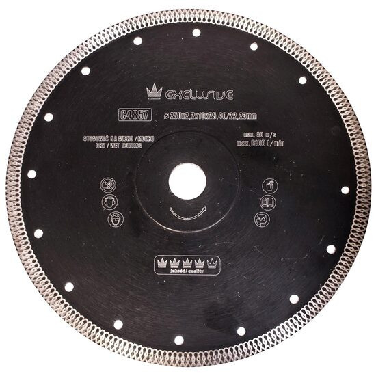 Disc diamantat turbo subtire, placi ceramice, taiere umeda si uscata, 250 mm/25.4 mm, Richmann Exclusive GartenVIP DiyLine