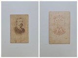 Fotografie rara CDV Mezey Lajos, Portret de barbat, Oradea / Nagyvarad / Grosswardein / Inceputurile fotografiei, Romania, Austro-Ungaria, ca. 1860