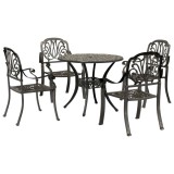 Cumpara ieftin Set mobilier de grădină, 5 piese, bronz, aluminiu turnat