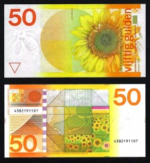 OLANDA █ bancnota █ 50 Gulden █ 1982 █ P-96 █ UNC █ necirculata