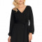 Rochie neagra cu maneci lungi si cordon lung