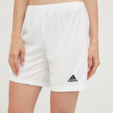 adidas Performance pantaloni scurți de antrenament Entrada 22 femei, culoarea alb, neted, high waist