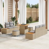 Set de sofa de grădină vidaXL 8 piese cu perne bej din ratan sintetic acacia