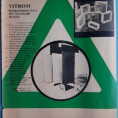 1974 Reclamă Fabrica de geamuri VITROM BUZAU, comunism, epoca aur, 24 x 20