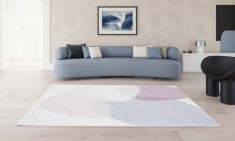 Covor Premium Belgian Model Lyon P0419-672, Marime 200 x 290 cm, Crem, Mov, Inaltime Fir 7 mm, Antialergic, Polipropilena, Living, Dormitor, Sufrageri foto