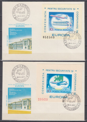 1977 LP 938 LP 939 CONFERINTA PENTRU SECURITATE COLITA DANTELATA+NEDANTELATA FDC foto