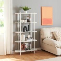 Raft carti &amp;Oslash;vre 139x80x30cm cu 5 rafturi alb [en.casa] HausGarden Leisure foto
