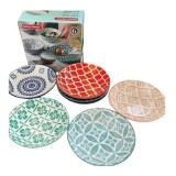 Set 6 farfurii in relief din ceramica colorata, 10 cm