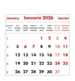 Mini calendar birou 2026, format 8,5x8 cm, 12 file