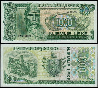 ALBANIA █ bancnota █ 1000 Leke █ 1995 █ P-61b █ UNC █ necirculata foto
