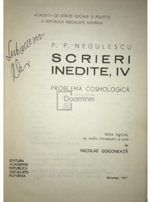 P. P. Negulescu - Scrieri inedite, vol. IV (editia 1977) foto