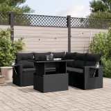 Cumpara ieftin Gossi set mobilier de gradina cu perne, 6 piese, negru, poliratan
