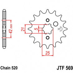 Pinion fata 16 dinti pas lant 520 – Kawasaki KL - KLX - KX 200-250-500 - Yamaha YFM Grizzly - DT - SR - RD - YFM - YFZ 125-250-300cc