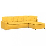 Cumpara ieftin Canapea modulara cu taburet si perne, galben deschis