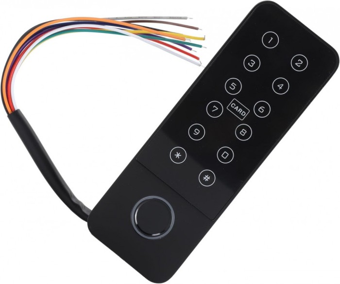 Tastatura control acces cu amprenta, RFID 125kHz si PIN, compatibila aplicatie Tuya, IP67