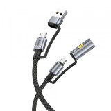 Cablu Date si Incarcare USB-C / USB-A - USB-C / Bricheta HOCO U138, 60W, 1.2m, Negru