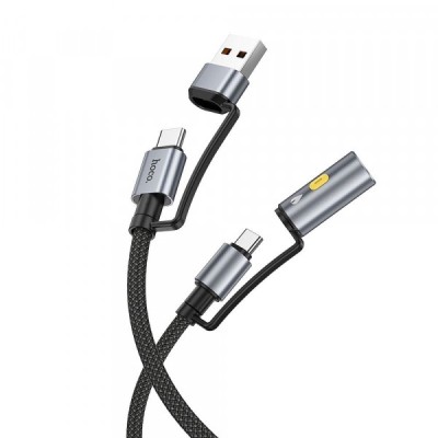 Cablu Date si Incarcare USB-C / USB-A - USB-C / Bricheta HOCO U138, 60W, 1.2m, Negru foto