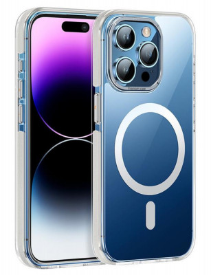 Husa de protectie din policarbonat Hoco Magnetic Dual-Color Case pentru iPhone 15 - Alb foto