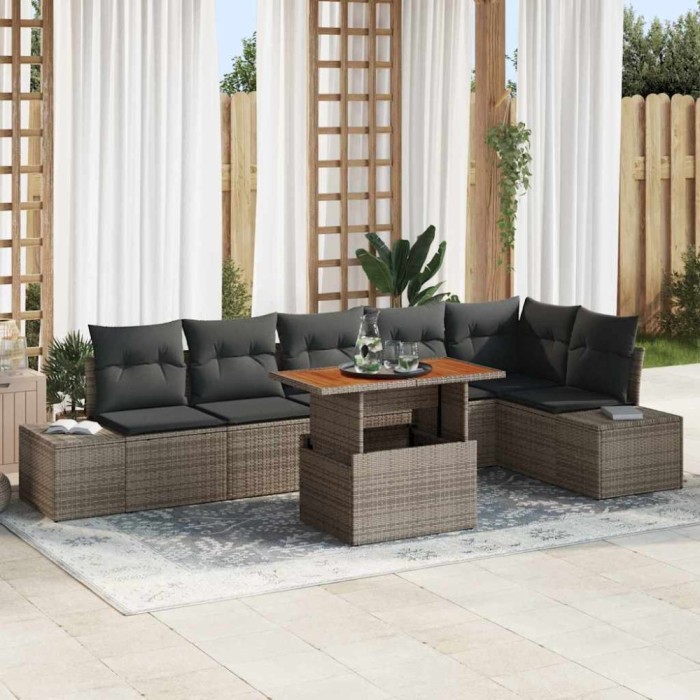 vidaXL Set de masă pentru grădină 7 pcs Gri și Brown 100 x 55 x 73 cm 3349971