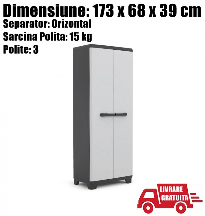 Dulap Vestiar Cabinet Depozitare Plastic Usi 173 x 68 x 39 cm+LIVRAREA GRATUITA