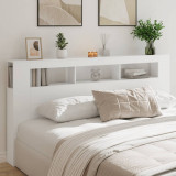 Tablie de pat cu LED, alb, 200x18,5x103,5 cm, lemn prelucrat GartenMobel Dekor, vidaXL