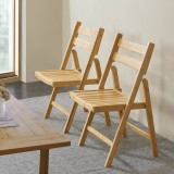 Set 2 Scaune Pliabile Bambus [en.casa] HausGarden, Interior, 78x44.5x40 cm, Natur, Max 100kg