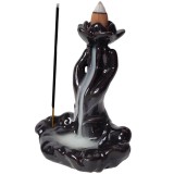 F&acirc;nt&acirc;nă Lotus &icirc;n M&acirc;nă, suport de aromaterapie conuri backflow, 10 cm negru