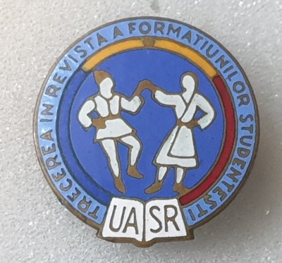 Insigna superba anii 1970 Concurs artistic Festival - UASR Formatii Studentesti foto