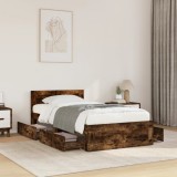 Cumpara ieftin Cadru de pat cu tăblie stejar fumuriu 75x190 cm lemn prelucrat
