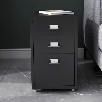Dulap birou, en.casa, PXSL-0134 Kokar, 48 x 28 x 41 cm, otel, negru mat, cu 3 sertare, mobil pe 4 roti HausGarden Leisure foto