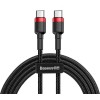 Cablu alimentare si date Baseus Cafule, Fast Charging Data Cable pt. smartphone, USB Type-C la USB Type-C 3A / 60W, 1m, rosu + negru