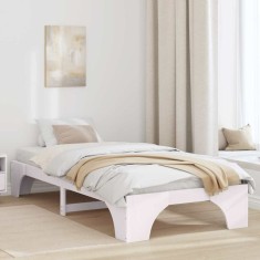 vidaXL Cadru de pat Alb 80 x 200 cm Lemn masiv de pin 872966