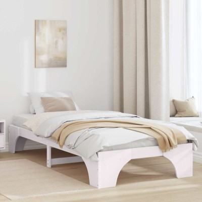 vidaXL Cadru de pat Alb 90x190 cm din lemn de pin solid foto