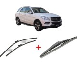 Cumpara ieftin Set 3 stergatoare MERCEDES-BENZ M-CLASS (W166) din 2011 - 2015, pentru parbriz si luneta fata si spate auto, Bosch Twin, din cauciuc siliconat reziste