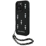 Husa originala iPhone 16 Pro Karl Lagerfeld Saffiano, negru, Crystals &amp; Charm, KLHCP16LPSADJSK