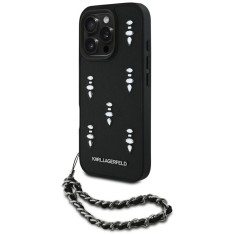 Husa originala iPhone 16 Pro Karl Lagerfeld Saffiano, negru, Crystals &amp;amp; Charm, KLHCP16LPSADJSK foto