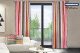 Set de doua draperii Heinner Home HR-DR140-PK01,140x270 cm, dungi roz + 6 pahare