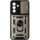 Husa spate TPU negru, plastic auriu, inel, protectie camera, pentru Samsung Galaxy A37 5G