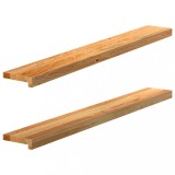 VidaXL Pervaz 2 buc lemn masiv de maro deschis 120x15x2 cm
