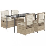 Cumpara ieftin Set mobilier de gradina cu perne, 5 piese, bej, poliratan