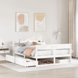 VidaXL Cadru de pat fără saltea, alb, 160x200 cm, lemn masiv pin